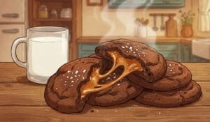 Czekoladowe ciastka z nadzieniem karmelowym