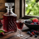 Domowa ratafia owocowa w karafce i małym kieliszku