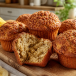 Wysokie muffinki bananowe z cynamonową kruszonką