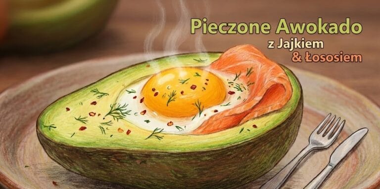 pieczone awokado z jajkiem i łososiem