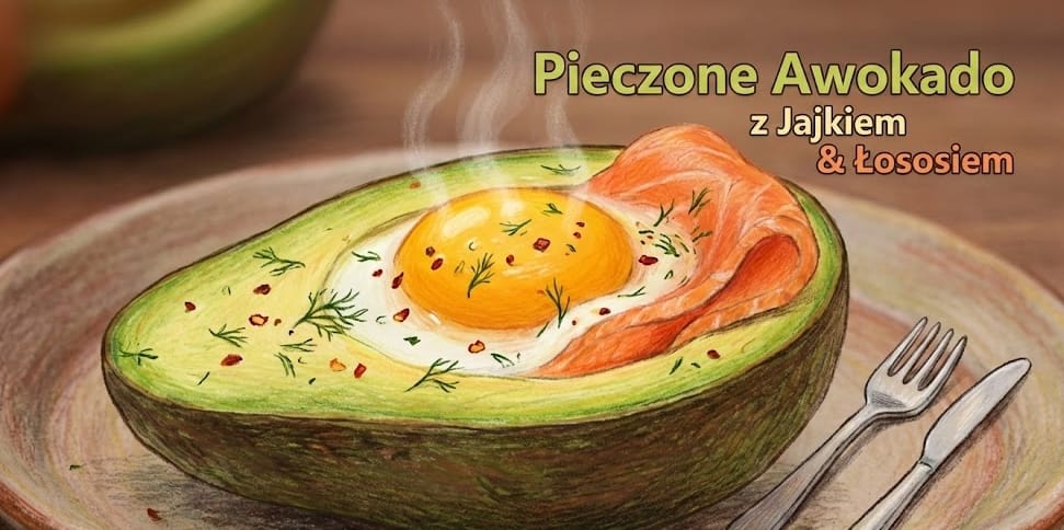 pieczone awokado z jajkiem i łososiem