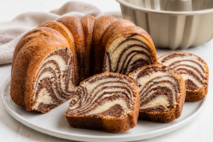 Przekrojona babka zebra z jasnymi i kakaowymi pasami
