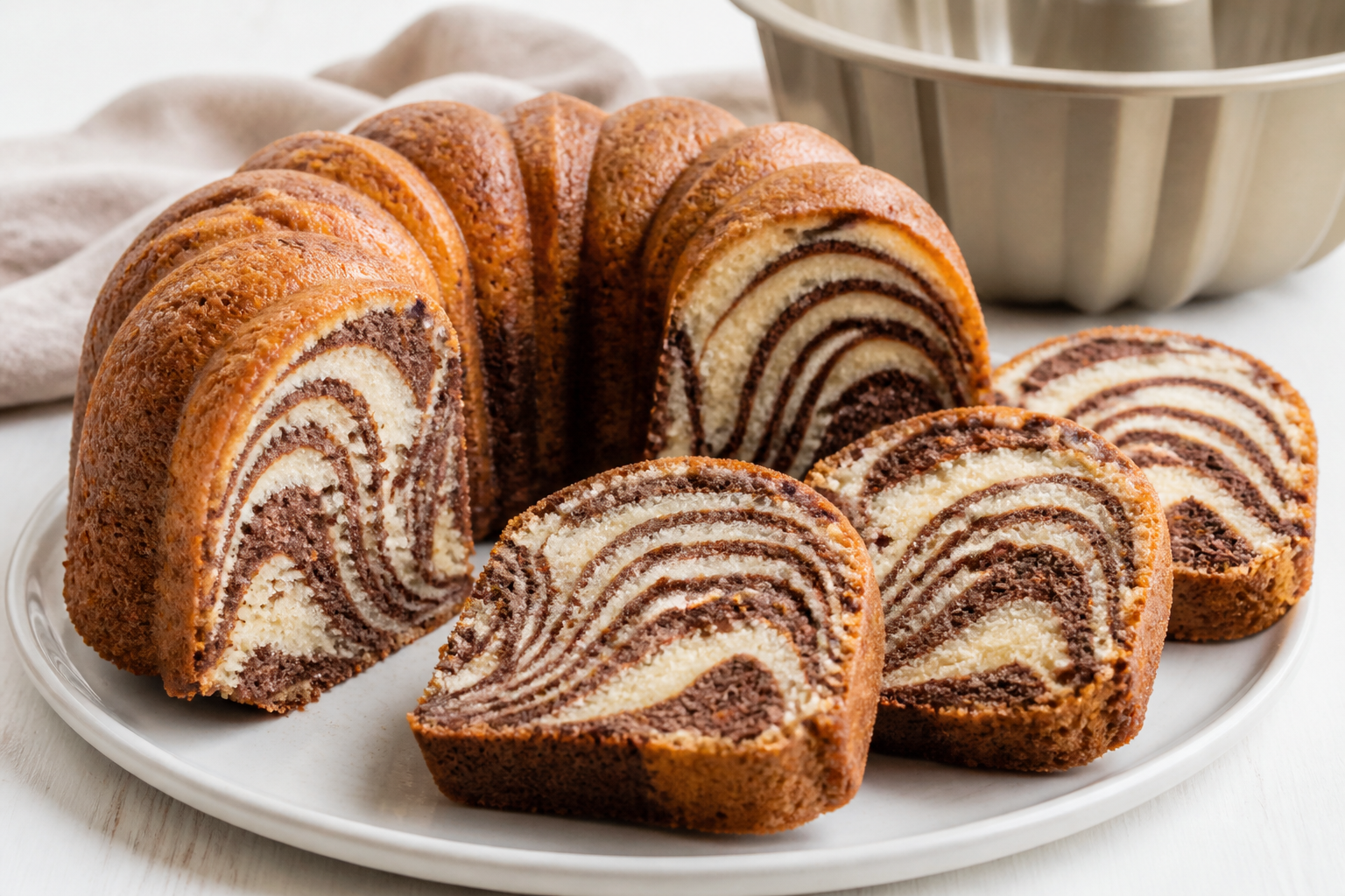 Przekrojona babka zebra z jasnymi i kakaowymi pasami