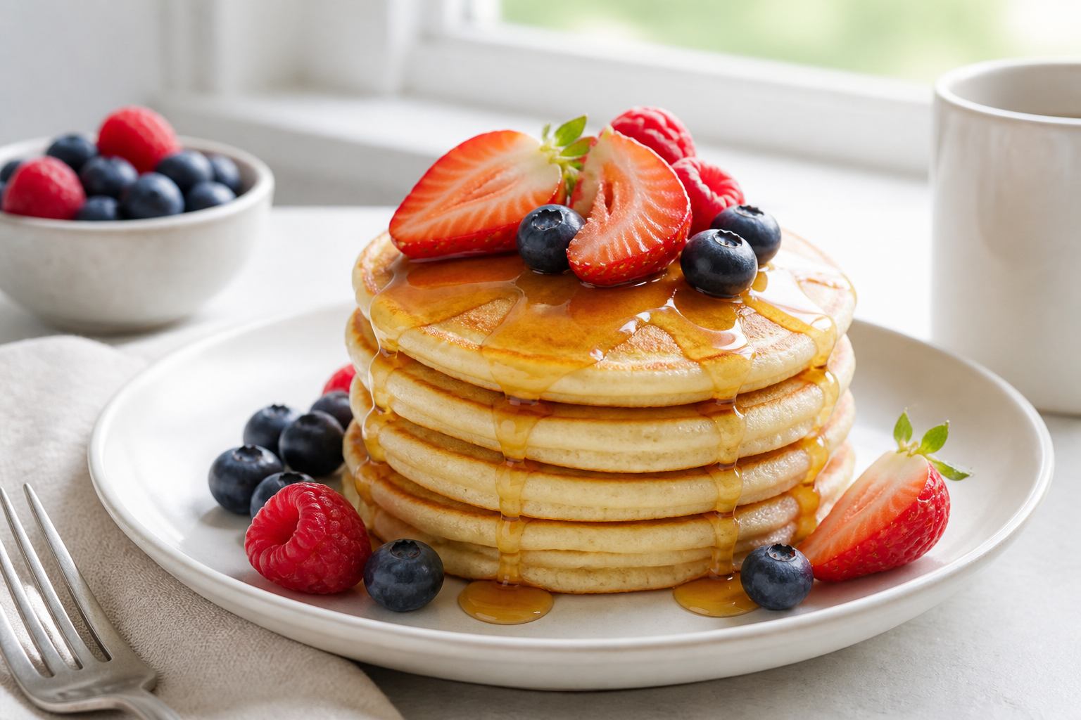 Mały stos puszystych pancakes dla jednej osoby